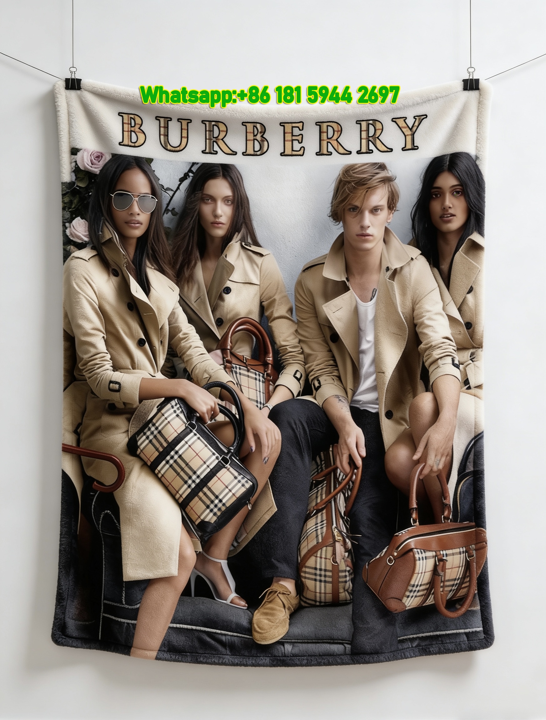 Burberry Check Trench Flannel Throw Blanket for Sofa B095